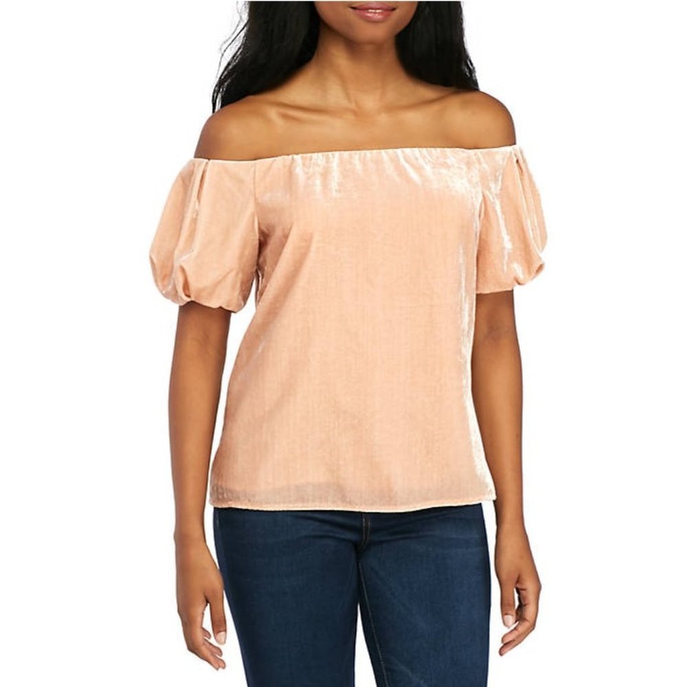🎁 WAYF Lindon Off-the-Shoulder Velvet Blouse